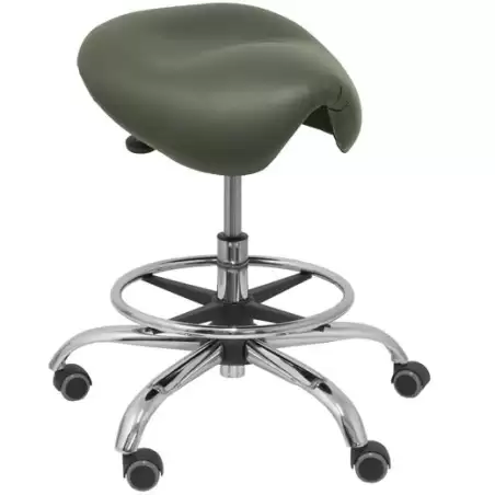 (T16BSP600CRRP) PIQUERAS Y CRESPO TABURETE ALATOZ GIRATORIO ANATÓMICO BASE CROMADA TAPIZADO SIMILPIEL GRIS OSCURO