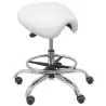 (T16SPBL) PIQUERAS Y CRESPO TABURETE ALATOZ GIRATORIO ANATÓMICO BASE CROMADA TAPIZADO SIMILPIEL BLANCO