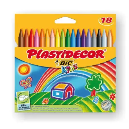 (8757712) PLASTIDECOR CERAS KIDS COLORES SURTIDOS ESTUCHE 18 UD