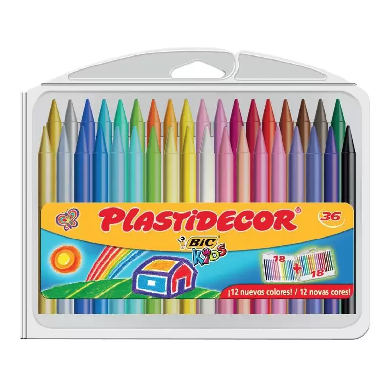 (8823372) PLASTIDECOR CERAS KIDS COLORES SURTIDOS ESTUCHE 36 UD