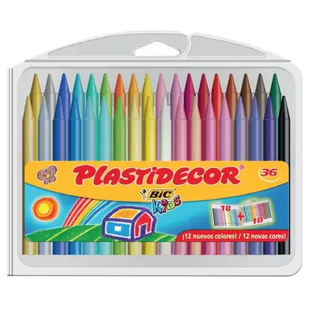 (8823372) PLASTIDECOR CERAS KIDS COLORES SURTIDOS ESTUCHE 36 UD