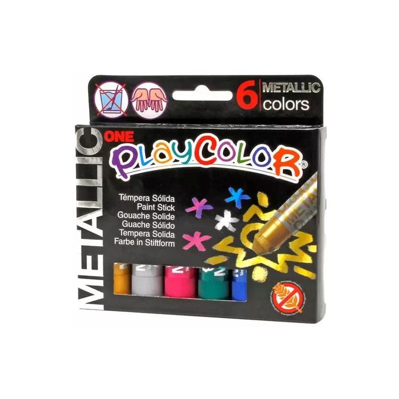 (10321) PLAYCOLOR TÉMPERAS SÓLIDAS METALLIC ONE BARRA 10GR ESTUCHE DE 6 C/SURTIDOS METÁLICOS