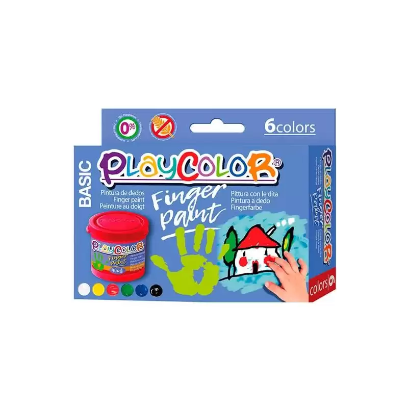 (17591) PLAYCOLOR PACK 6 BOTES PINTURA DE DEDOS 40ML FINGER PAINT BASIC C/SURTIDOS