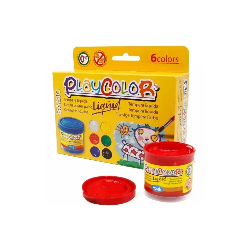 (19931) PLAYCOLOR SET 6 BOTES TÉMPERA LÍQUIDA BÁSIC 40ML C/SURTIDOS