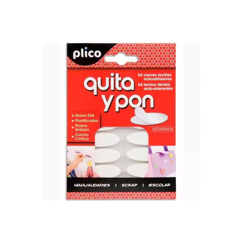 (13302) PLICO QUITA Y PON PIEZAS DE VELCRO OVALADO AUTOADHESIVO -BLISTER DE 24U-