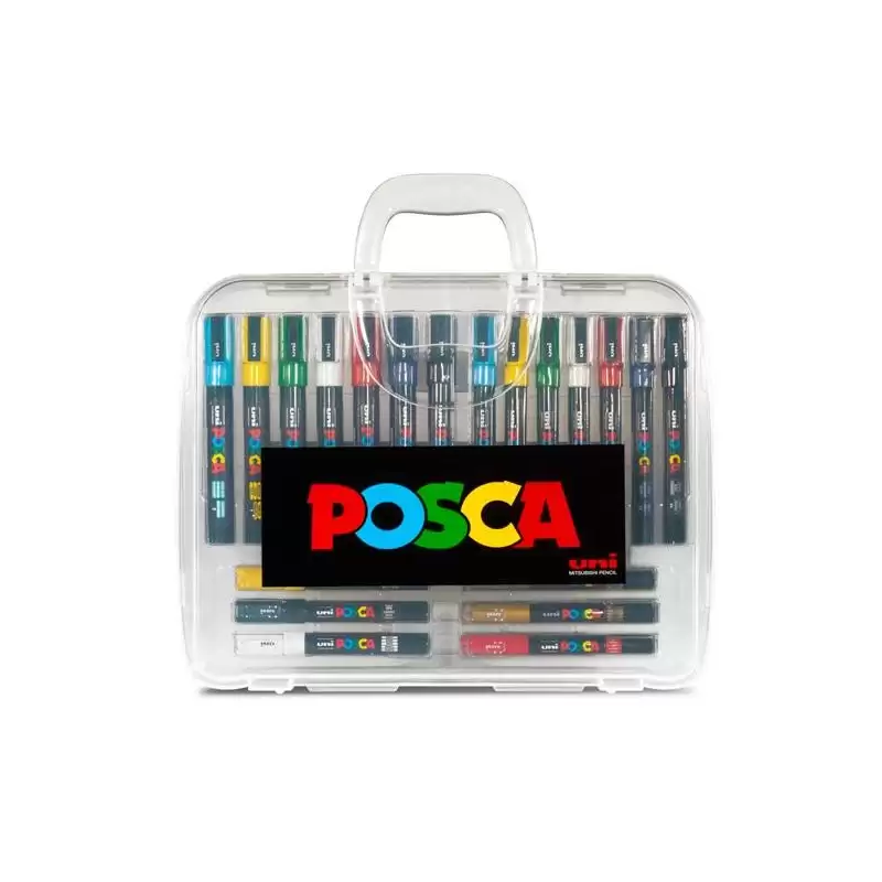 (182634649) POSCA MARCADORES DE PINTURA NO PERMANENTE PUNTA CÓNICA MALETÍN 20 C/SURTIDOS