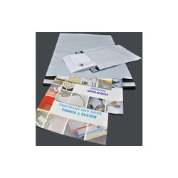 (BC17525060SIN) BOLSAS MENSAJERÍA ESTÁNDAR PLÁSTICO OPACO 175X250+40 SOLAPA BLANCO / INTERIOR NEGRO -PACK DE 100UD-