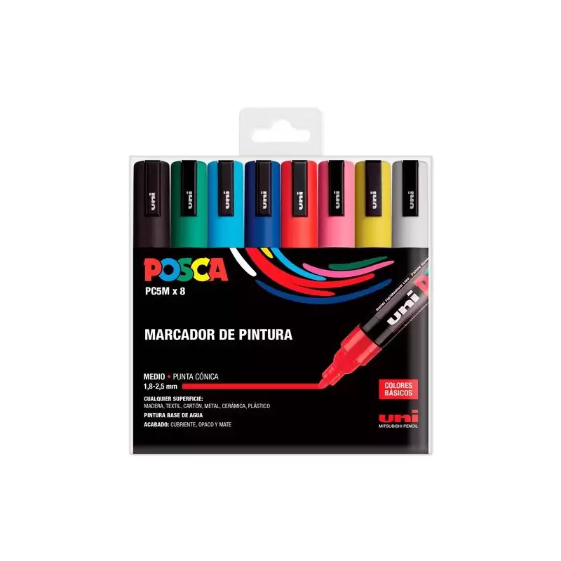 (182634679) POSCA ESTUCHE BASIC MARCADOR  PC-5M/8C SURTIDO -8U-