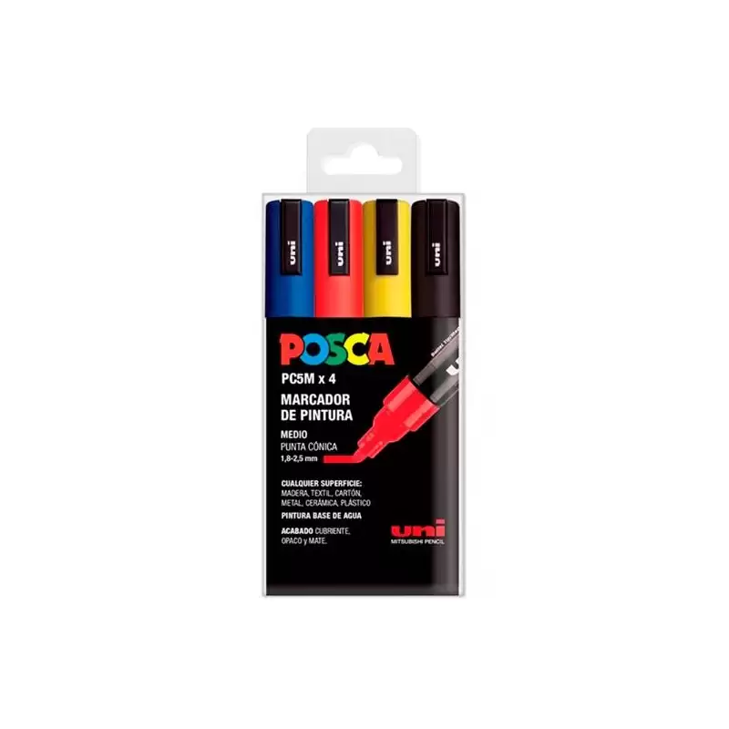 (182634681) POSCA MARCADOR PC-5M/4C NO PERMANENTE 1.8MM-2.5MM COLORES SURTIDOS BASIC -ESTUCHE 4U-