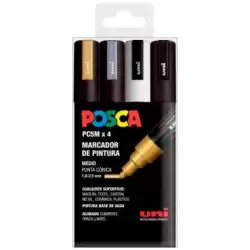 (182634683) POSCA MARCADOR  PC-5M/4C NO PERMANENTE 1.8MM-2.5MM COLORES SURTIDOS GSWB -ESTUCHE 4U-