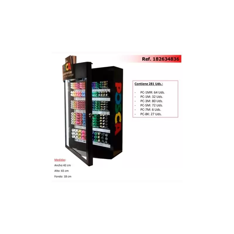 (182634836) POSCA EXPOSITOR MARCADOR  PC-1MR/1M/3M/5M/7M/8K -281 PIEZAS-