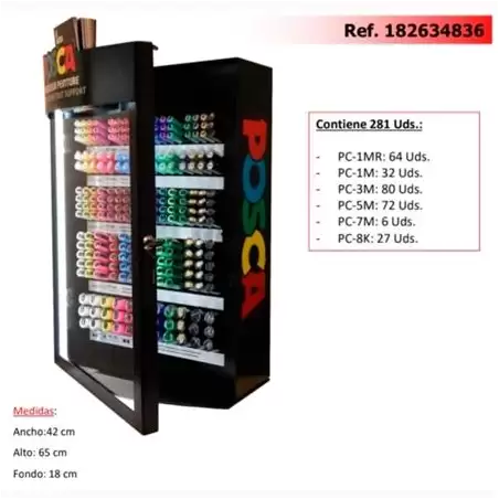 (182634836) POSCA EXPOSITOR MARCADOR  PC-1MR/1M/3M/5M/7M/8K -281 PIEZAS-