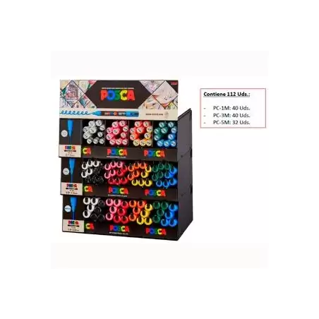 (182634845) POSCA EXPOSITOR MARCADOR  PC-1M/3M/5M -112 PIEZAS-