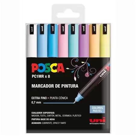 (182634847) POSCA ESTUCHE BASIC MARCADOR  PC-1MR/8C COLORES SURTIDO PASTEL -8U-