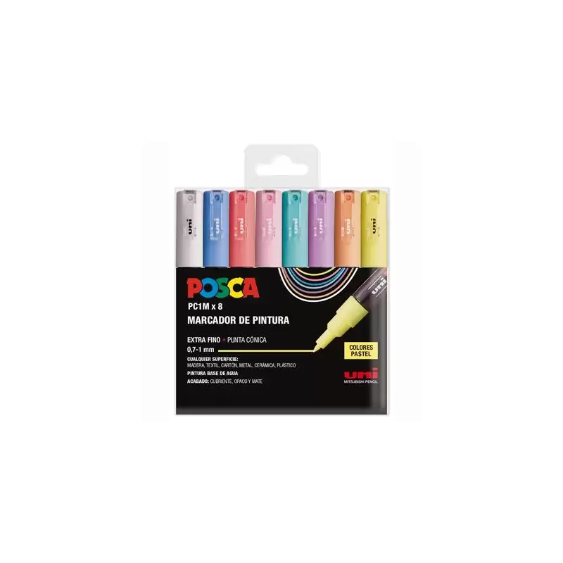 (182634848) POSCA ESTUCHE BASIC PC-1M/8C NO PERMANENTE PUNTA FINA 0.9MM-1.3MM C/SURTIDOS PASTEL -8U-
