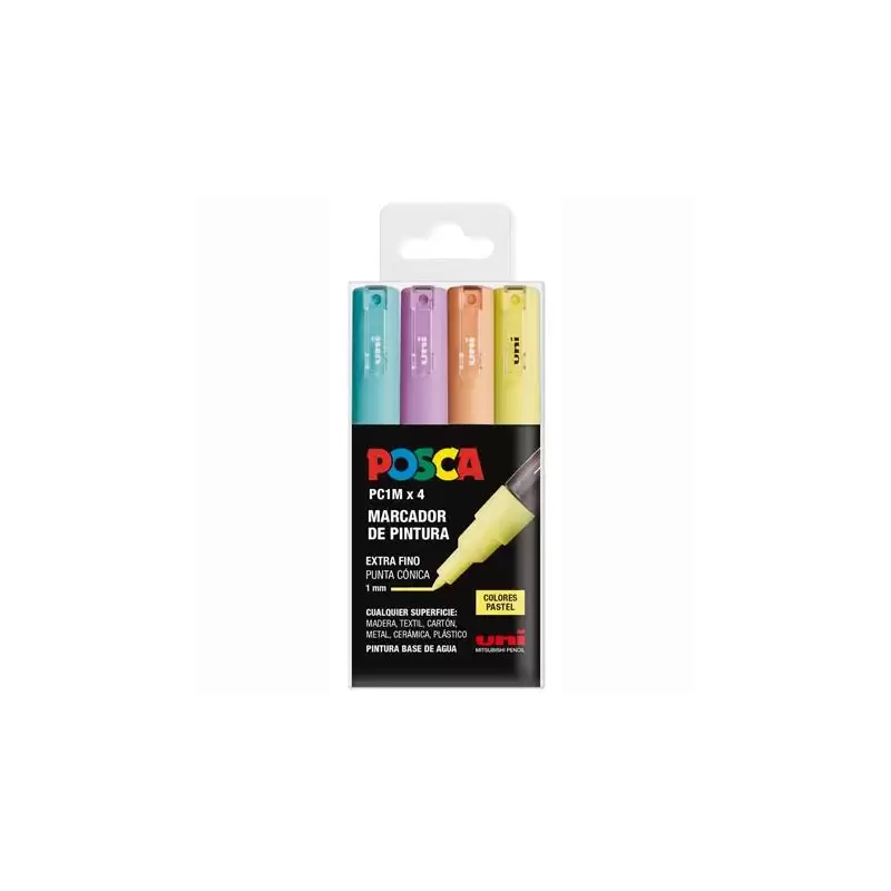 (182634849) POSCA MARCADOR  PC-1M/4C NO PERMANENTE PUNTA FINA 0.7-1MM COLORES SURTIDOS PASTEL -4U-