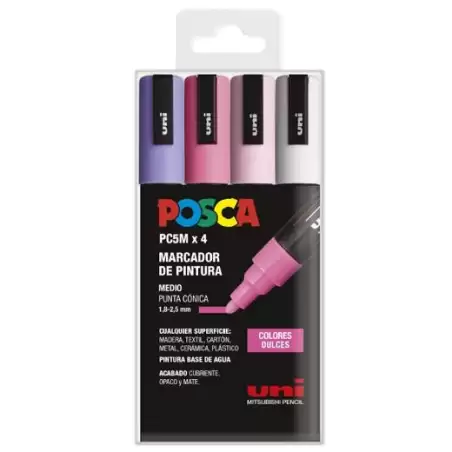 (182634852) POSCA MARCADOR  PC-5M/4C NO PERMANENTE 1.8MM-2.5MM COLORES SURTIDOS DULCES -ESTUCHE 4U-