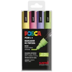 (182634854) POSCA MARCADOR  PC-5M/4C NO PERMANENTE 1.8MM-2.5MM COLORES SURTIDOS BRILLANTES -ESTUCHE 4U-