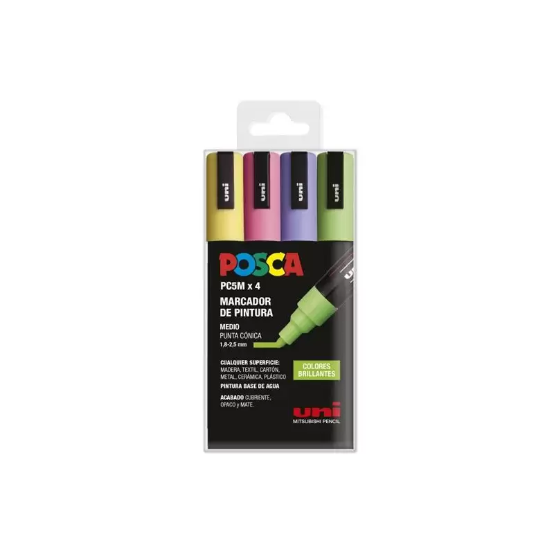 (182634854) POSCA MARCADOR  PC-5M/4C NO PERMANENTE 1.8MM-2.5MM COLORES SURTIDOS BRILLANTES -ESTUCHE 4U-
