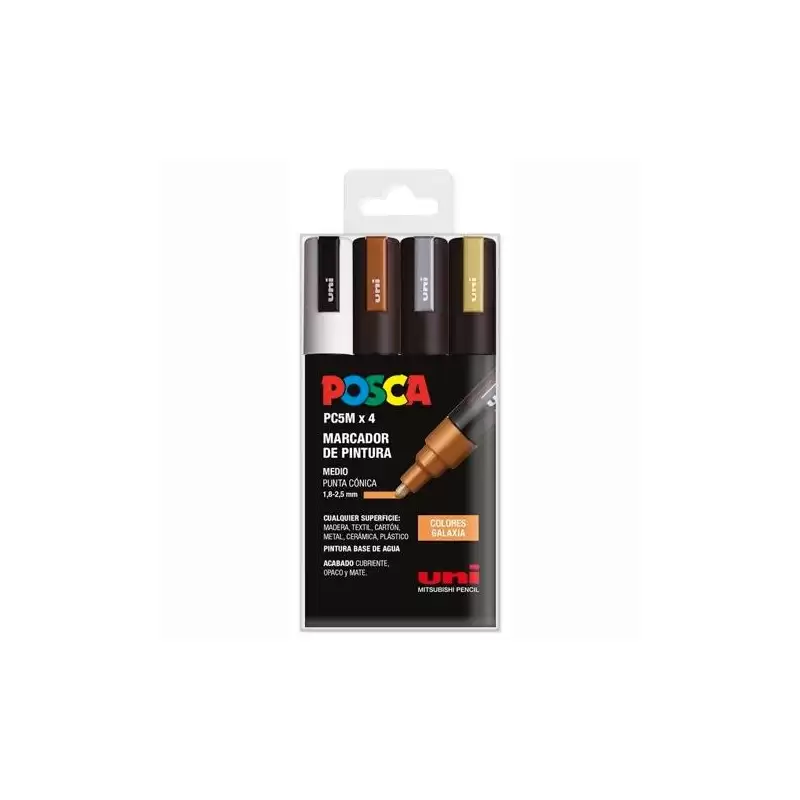 (182634856) POSCA MARCADOR  PC-5M/4C NO PERMANENTE 1.8MM-2.5MM COLORES SURTIDOS GALAXIA -ESTUCHE 4U-