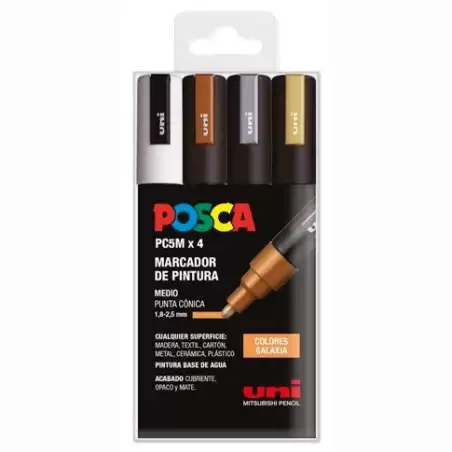 (182634856) POSCA MARCADOR  PC-5M/4C NO PERMANENTE 1.8MM-2.5MM COLORES SURTIDOS GALAXIA -ESTUCHE 4U-