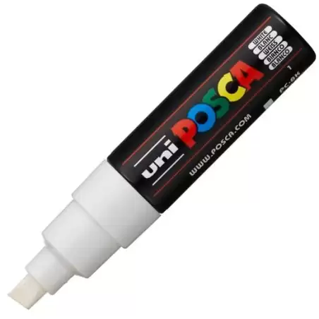 (300426000) POSCA MARCADOR  PC-8K NO PERMANENTE PUNTA BISELADA 8.0MM BLANCO