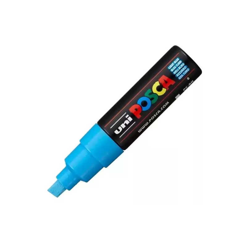 (300483000) POSCA MARCADOR  PC-8K NO PERMANENTE PUNTA BISELADA 8.0MM AZUL CLARO