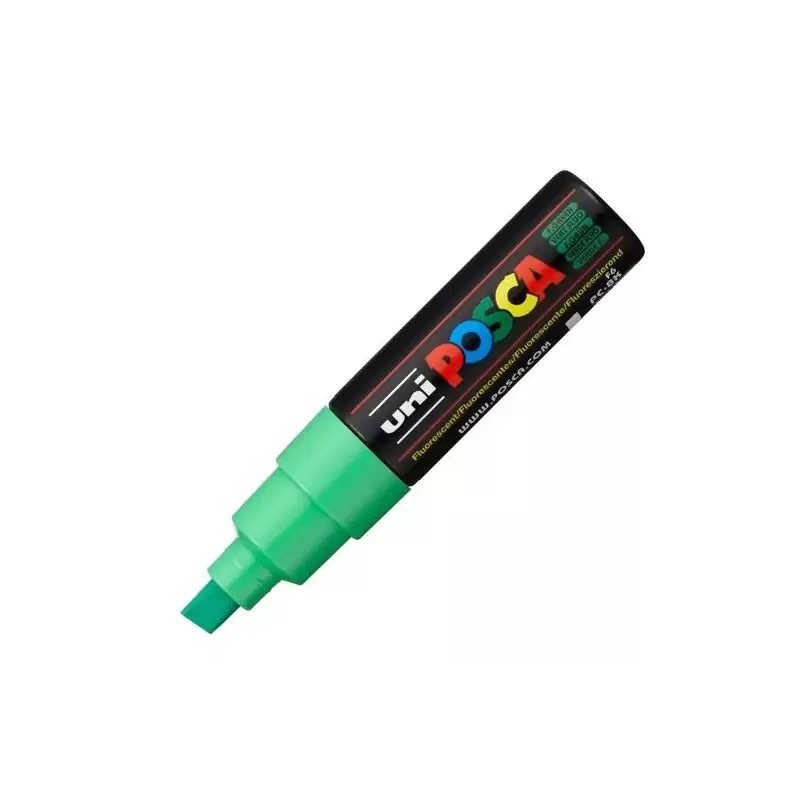 (300640000) POSCA MARCADOR  PC-8K NO PERMANENTE PUNTA BISELADA 8.0MM VERDE FLUOR