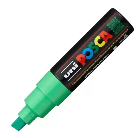 (300640000) POSCA MARCADOR  PC-8K NO PERMANENTE PUNTA BISELADA 8.0MM VERDE FLUOR
