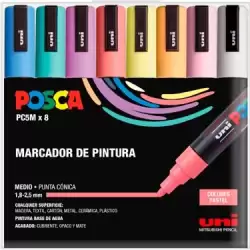 (302422329) POSCA ESTUCHE BASIC MARCADOR  PC-5M/8C SURTIDO PASTEL -8U-