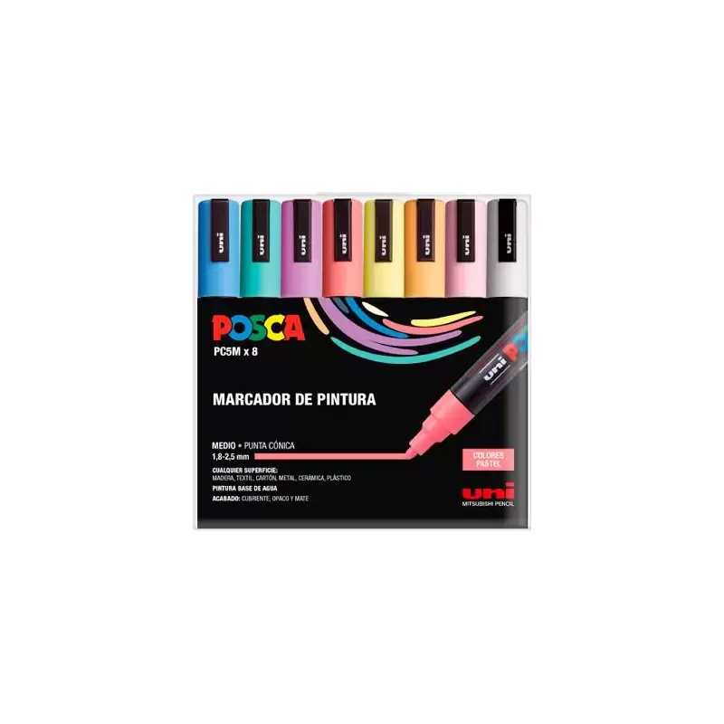 (302422329) POSCA ESTUCHE BASIC MARCADOR  PC-5M/8C SURTIDO PASTEL -8U-