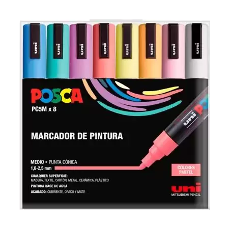 (302422329) POSCA ESTUCHE BASIC MARCADOR  PC-5M/8C SURTIDO PASTEL -8U-