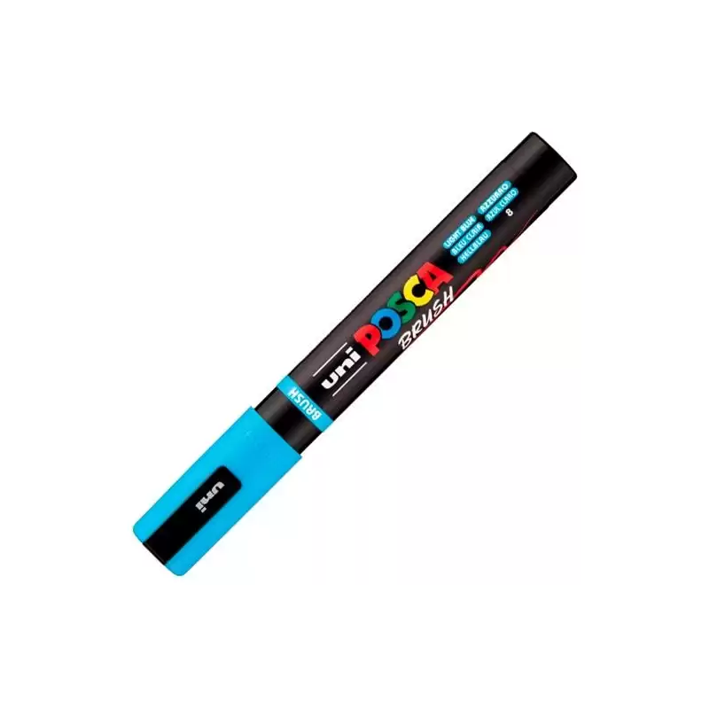 (311787000) POSCA MARCADOR PC-5BR BRUSH PUNTA M SEMIFLEXIBLE AZUL CLARO