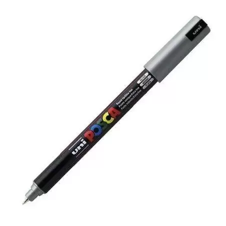 (317909000) POSCA MARCADOR  PC-1MR NO PERMANENTE PUNTA EXTRAFINA 0.7MM PLATA