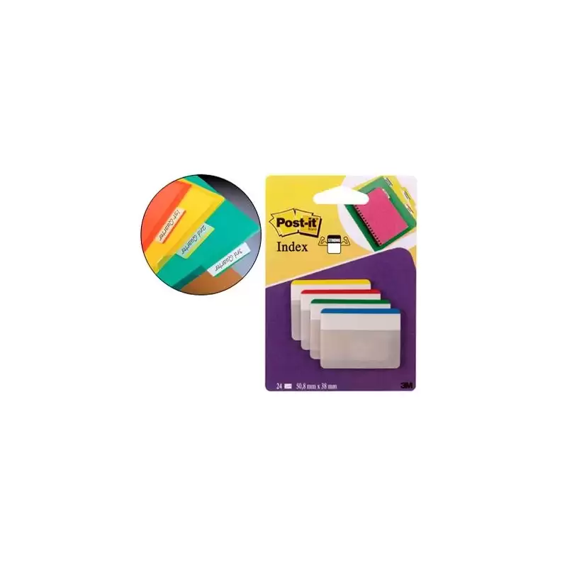 (7000029877/686F-1) POST-IT INDEX RIGIDO ARCHIVAR GRANDES  4 COLORES X 24 MARCADORES