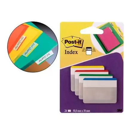 (7000029877/686F-1) POST-IT INDEX RIGIDO ARCHIVAR GRANDES  4 COLORES X 24 MARCADORES