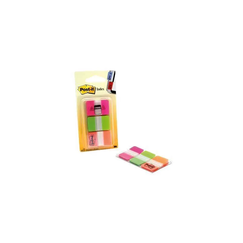 (7000042777) POST-IT INDEX RIGIDO ROSA VERDE NARANJA - 3 DISPENSADORES STD 3X22