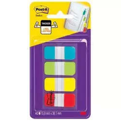 (7100070595) POST-IT INDEX RIGIDO ROJO AMARILLO AZUL DISPENSADOR 4 COLORES X 10 MARCADORES