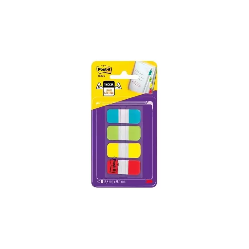 (7100070595) POST-IT INDEX RIGIDO ROJO AMARILLO AZUL DISPENSADOR 4 COLORES X 10 MARCADORES