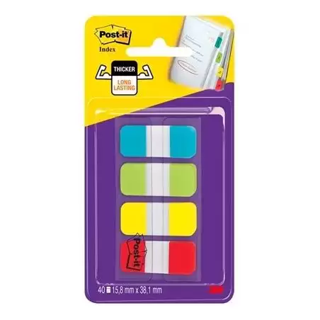 (7100070595) POST-IT INDEX RIGIDO ROJO AMARILLO AZUL DISPENSADOR 4 COLORES X 10 MARCADORES
