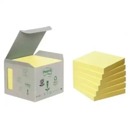 (7100172252) POST-IT BLOC NOTAS ADHESIVAS RECICLADAS 100H 76X76 CANARY YELLOW PAQUETE 6 UD