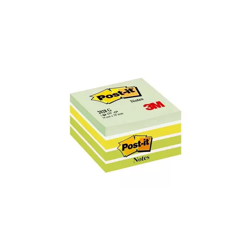 (7100200375) POST-IT CUBO DE NOTAS MULTICOLOR 5X90 HOJAS 76X76 TONOS VERDE PASTEL