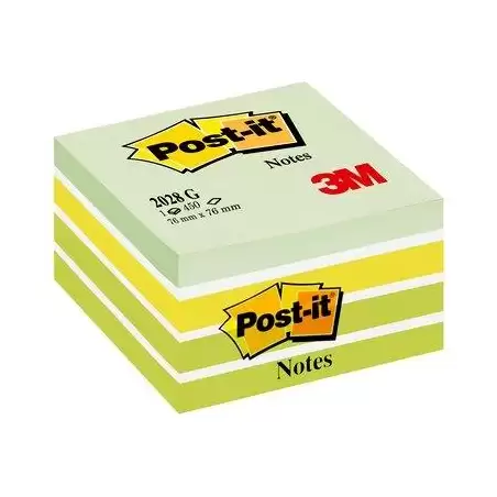 (7100200375) POST-IT CUBO DE NOTAS MULTICOLOR 5X90 HOJAS 76X76 TONOS VERDE PASTEL