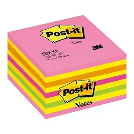(7100200378) POST-IT CUBO DE NOTAS 450H 76X76 TONOS PASTEL MULTICOLOR
