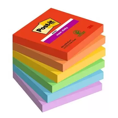 (7100258795) POST-IT NOTAS ADHESIVAS SUPER STICKY 3 COLORES LUGARES PLAYFUL 76X76 6 BLOCS