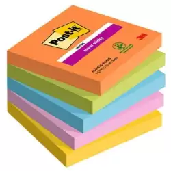 (7100258933) POST-IT BLOCS NOTAS SUPER STICKY 90 HOJAS 4 COLORES NEÓN LUGARES BOOST 76X76 5 BLOCS