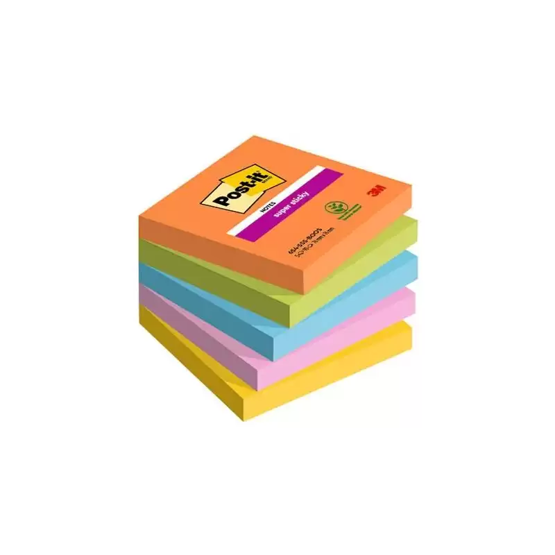 (7100258933) POST-IT BLOCS NOTAS SUPER STICKY 90 HOJAS 4 COLORES NEÓN LUGARES BOOST 76X76 5 BLOCS