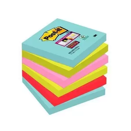 (7100263206) POST-IT NOTAS ADHESIVAS SUPER STICKY 4 COLORES LUGARES COSMIC 76X76 6 BLOCS