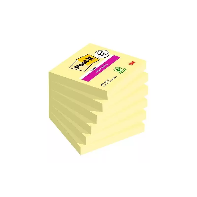 (7100263706) POST-IT BLOC NOTAS ADHESIVAS SUPER STICKY 90H 76X76 CANARY YELLOW PAQUETE 6 UD