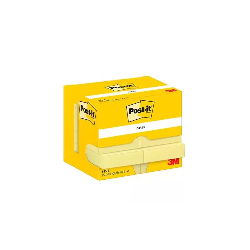 (7100290163) POST-IT BLOC NOTAS ADHESIVAS 653 100H 38X51 CANARY YELLOW PAQUETE 12 UD